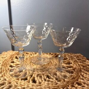 Rock Sharpe Polished Rain Coupe Glass Etched Dots Lot of 3